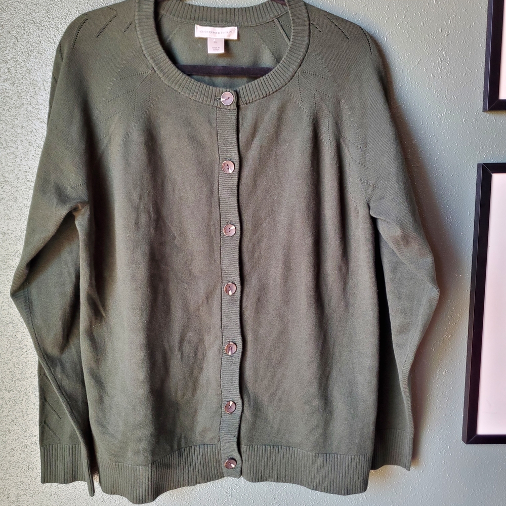 Croft & Barrow Olive Green Button-Up Cardigan